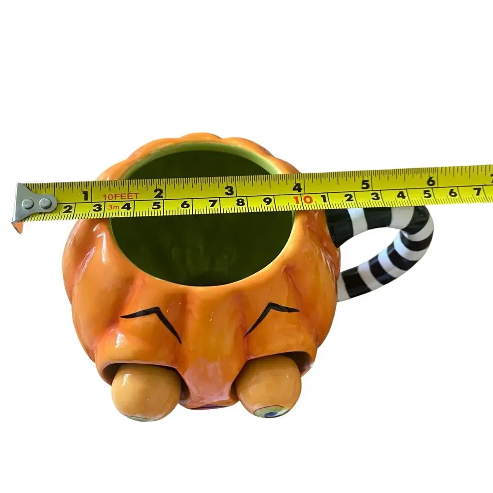 RARE Department 56 Halloween Pumpkin Coffee Tea Mug w/ Googley Eyes - Retired